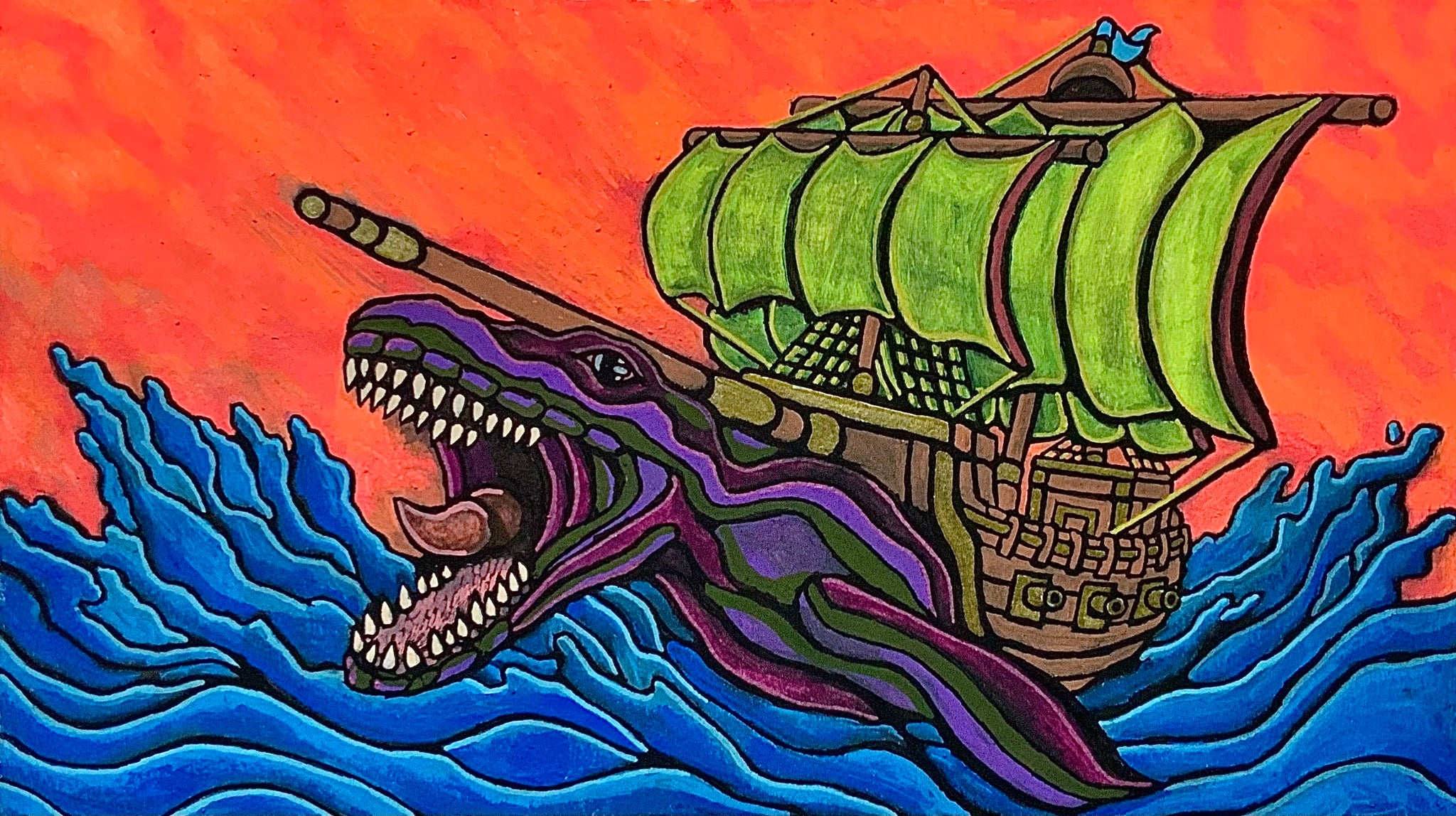 "Mosasaurus Ark Ascent" Original Painting