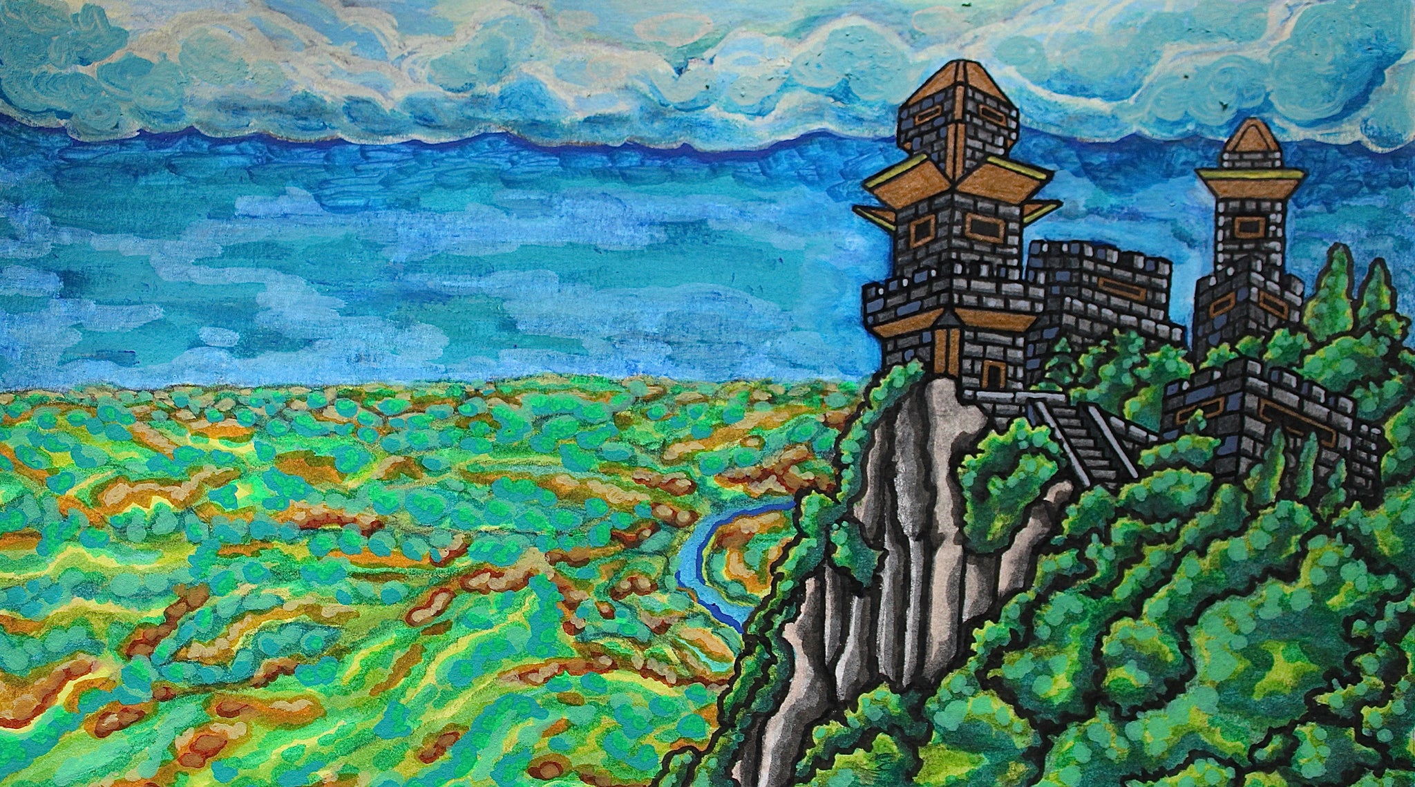 "Castle Mountain Compound: Rust" Original Painting