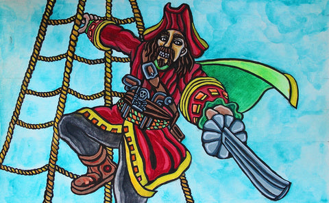 "Swashbuckling Rope Ladder Pirate: Sea of Thieves" Original Painting