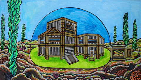 "Underwater Sea Dome Base: Rust" Original Painting